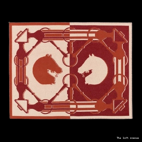 HERMES BLANKET TATERSALE WOOL THROW 0804